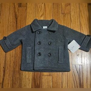 NWT Starting Out Charcoal Double-Breasted Pea Coat 6M